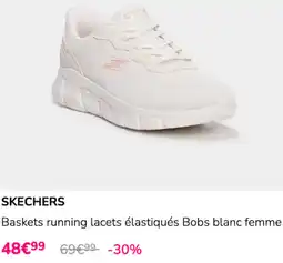 La Halle SKECHERS Baskets running lacets élastiqués Bobs blanc femme offre