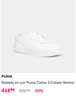La Halle PUMA Baskets en cuir Puma Carina 3.0 blanc femme offre