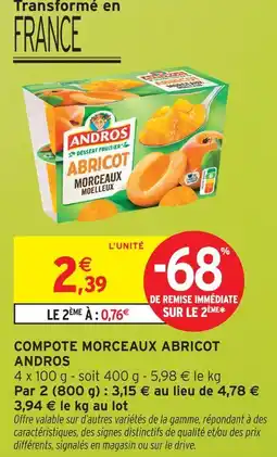 Intermarché Express Andros compote morceaux abricot offre