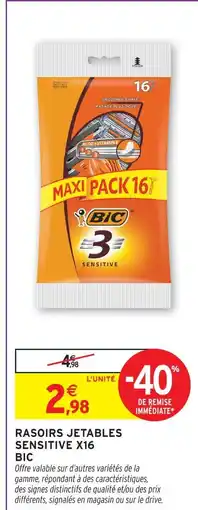 Intermarché Bic rasoirs jetables sensitive x16 offre