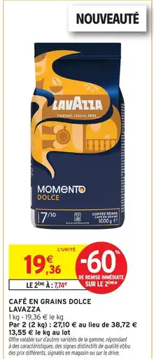 Intermarché Lavazza café en grains dolce offre