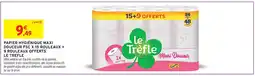 Intermarché Le trefle papier hygiénique maxi douceur fsc x 15 rouleaux + 9 rouleaux offerts offre