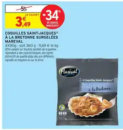 Intermarché Mareval coquilles saint-jacques à la bretonne surgelées offre