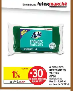 Intermarché Apta 6 eponges grattantes vertes offre