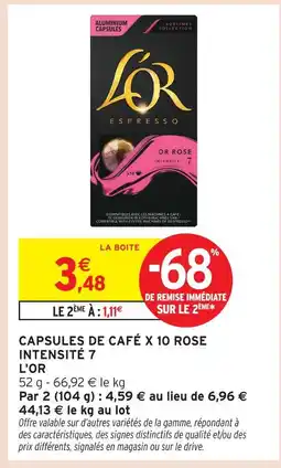 Intermarché L'or capsules de café rose intensité 7 offre