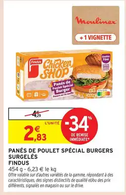 Intermarché Findus panés de poulet spécial burgers surgelés offre