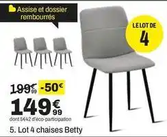 BUT Lot 4 chaises betty offre