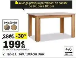 BUT Table l. 140/180 cm unik offre