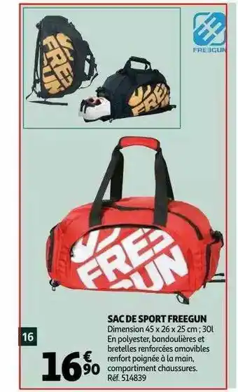 Auchan Sac De Sport Freegun offre