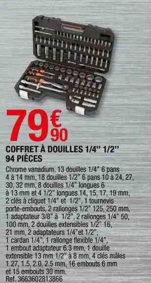 Brico Dépôt Coffret à Douilles 1 4 offre