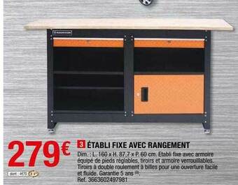 établi Fixe Avec Rangement