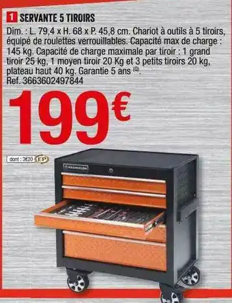 Brico Dépôt Servante 5 Tiroirs offre