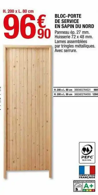 Brico Dépôt Bloc-porte De Service En Sapin Du Nord offre
