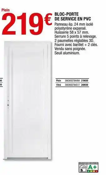 Brico Dépôt Bloc-porte De Service En Pvc offre