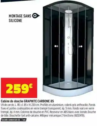 Bricorama Cabine De Douche Graphite Carbone 85 offre