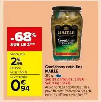 Carrefour Market Cornichons Extra-fin Maille offre