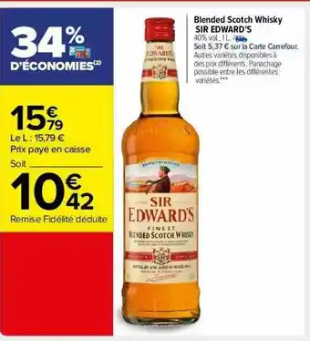 Carrefour Market Blended Scotch Whisky Sir Edward's offre