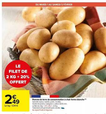 Carrefour Market Pomme De Terre De Consommation à Chair Ferme Blanche offre