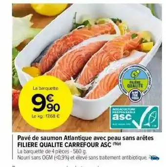 Carrefour Market Pavé Saumon Atlantique Avec Peau Sans Arêtes Filière Qualité Carrefour Asc offre