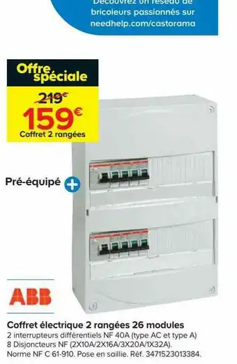 Castorama Coffret électrique 2 Rangées 26 Modules Abb offre