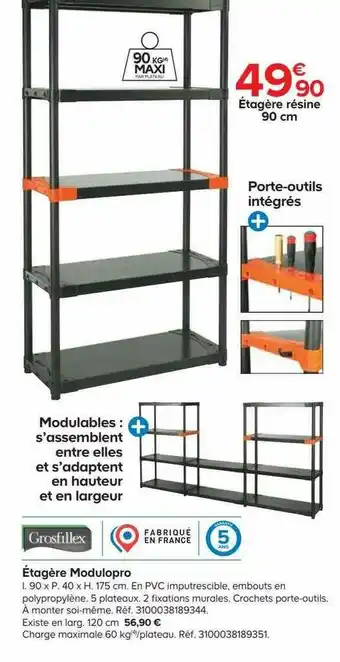 Castorama étagère Modulopro Grosfillex offre