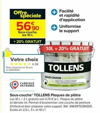 Castorama Sous-couche Tollens Plaques De Plâtre offre
