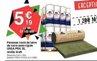 Chretien Matériaux Panneau Roulé De Laine De Verre Semi-rigide Ursa Prk 35 Revêtu Kraft offre