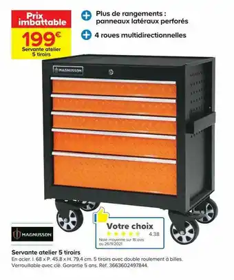 Castorama Servante Atelier 5 Tiroirs Magnusson offre