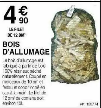 Chretien Matériaux Bois D'allumage offre