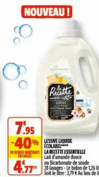 Coccinelle Express Lessive Liquide écolabel La Recette Essentielle offre