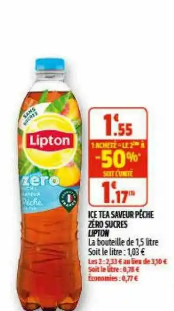 Coccinelle Express Ice Tea Saveur Pêche Zéro Sucres Lipton offre