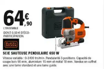 E.Leclerc Brico Scie Sauteuse Pendulaire 650 W Black + Decker offre