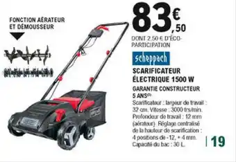 Scarificateur électrique 1500 W Scheppach