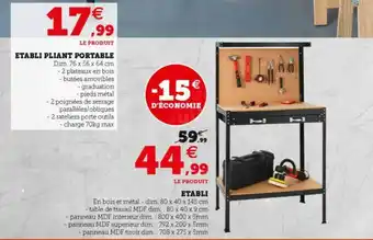Hyper U établi Pliant Portable, établi offre