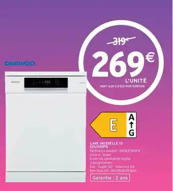 Intermarché Lave Vaisselle 12 Couverts Daewoo offre