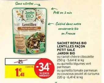 Intermarché Contact Sachet Repas Bio Lentilles Façon Petit Salé Jardin Bio -34% De Remise Immédiate offre