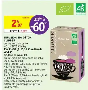 Intermarché Hyper Infusion Bio Détox Clipper offre