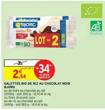 Intermarché Hyper Galettes Bio De Riz Au Chocolat Noir Bjorg offre