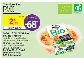 Intermarché Hyper Taboulé Oriental Bio Pierre Martinet offre