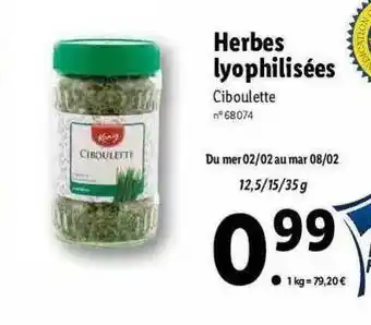 Lidl Herbes Lyophilisées offre