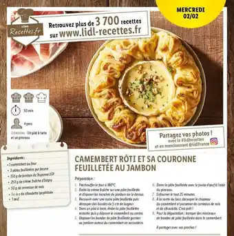 Lidl Camembert Rôti Et Sa Couronne Feuilletée Au Jambon offre