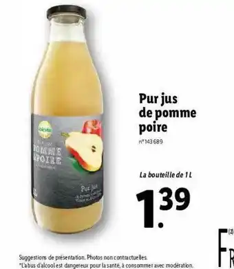 Lidl Pur Jus De Pomme Poire Solevita offre
