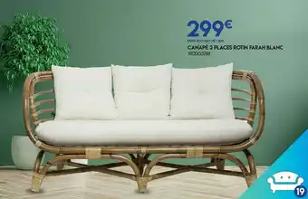 Maxi Bazar Canapé 2 Places Rotin Farah Blanc offre