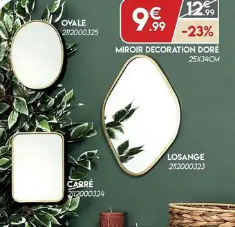 Maxi Bazar Miroir Décoration Doré Carré, Losange, Ovale offre