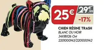Maxi Bazar Chien Résine Trash Blanc Ou Noir offre