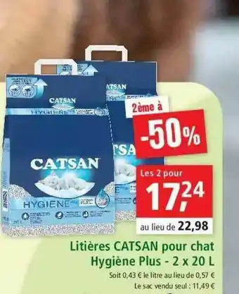 Maxi Zoo Litières Catsan Pour Chat Hygiène Plus offre