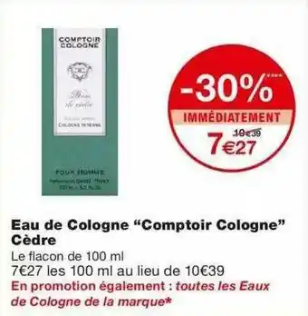 Monoprix Eau De Cologne offre