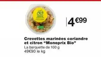 Monoprix Crevettes Marinées Coriandre Et Citron offre
