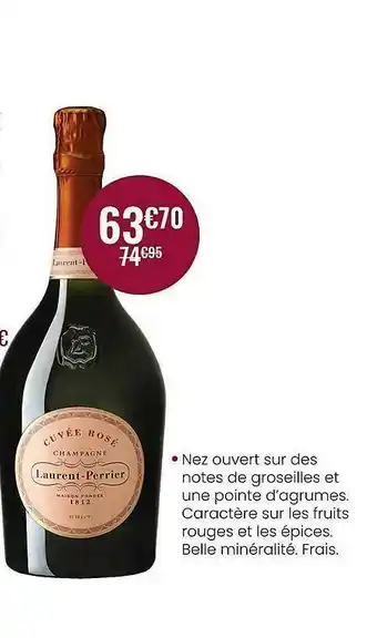 Nicolas Cuvée Rosé Champagne Laurent-perrier 1812 offre