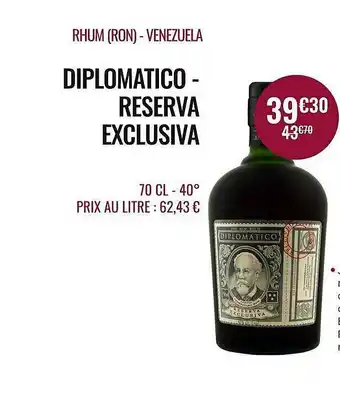 Rhum (ron) - Venezuela Diplomatico - Réserva Exclusiva